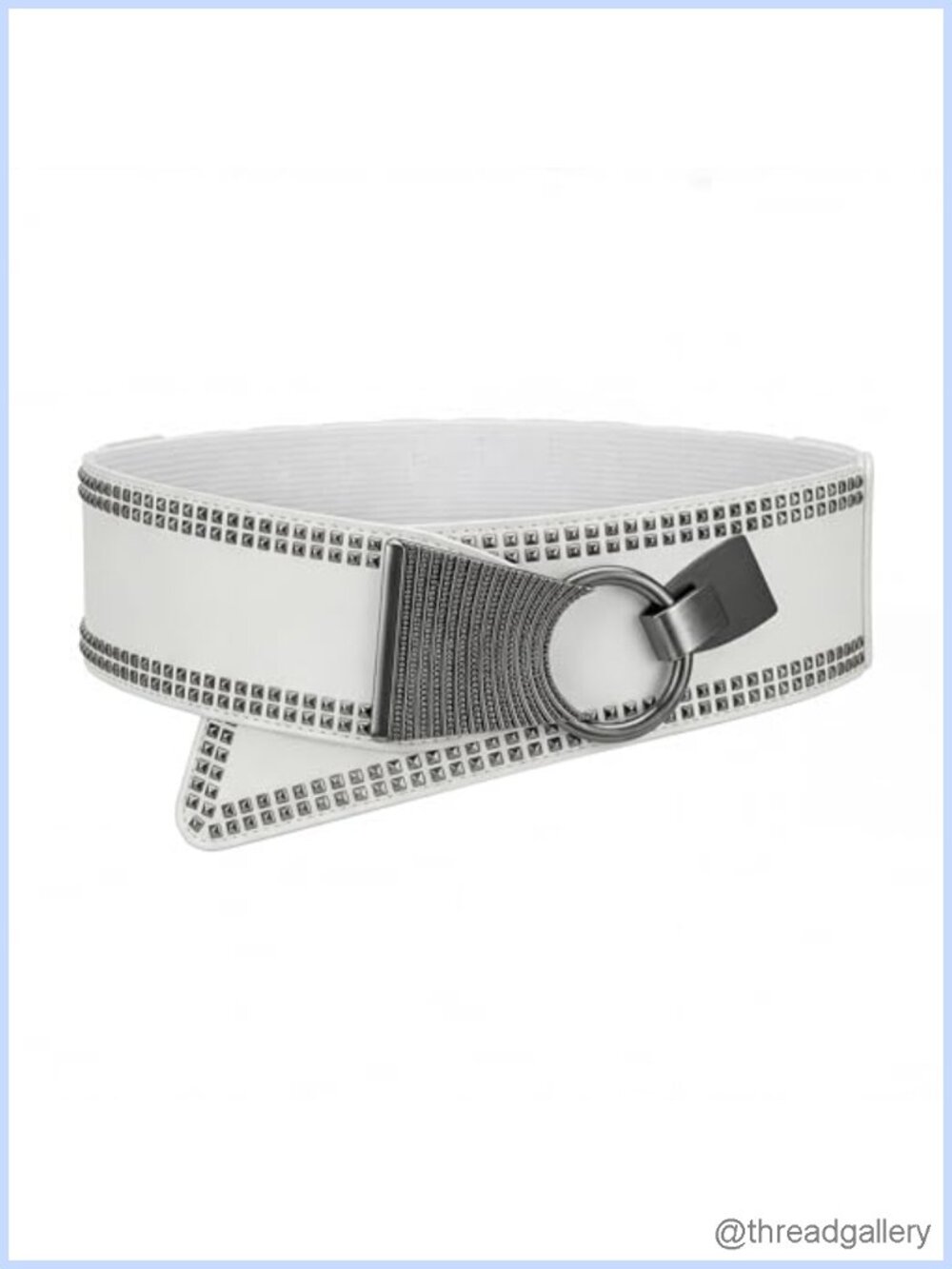 Faux Leather Wide Studded Gothic Hook Buckle Belt